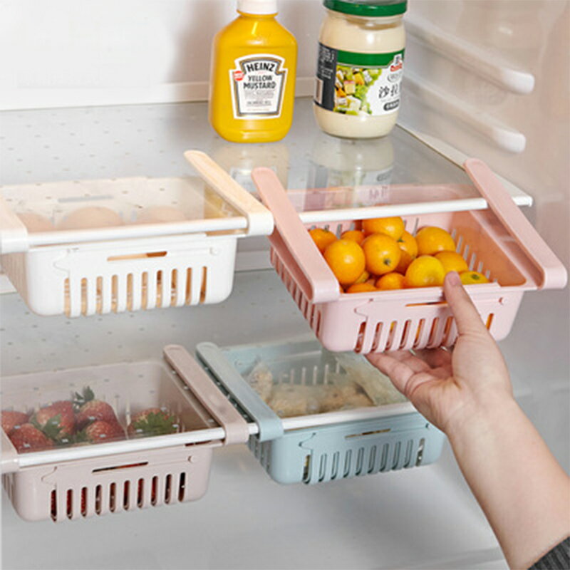冰箱保鮮抽拉式分類收納置物架抽屜式收納筐伸縮款水果雞蛋懸掛籃