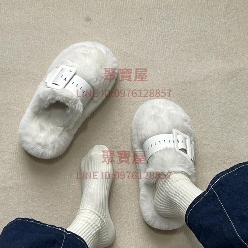 包頭毛毛拖鞋女外穿松糕厚底休閒時尚百搭韓版爆款棉拖鞋子秋冬季新款【聚寶屋】