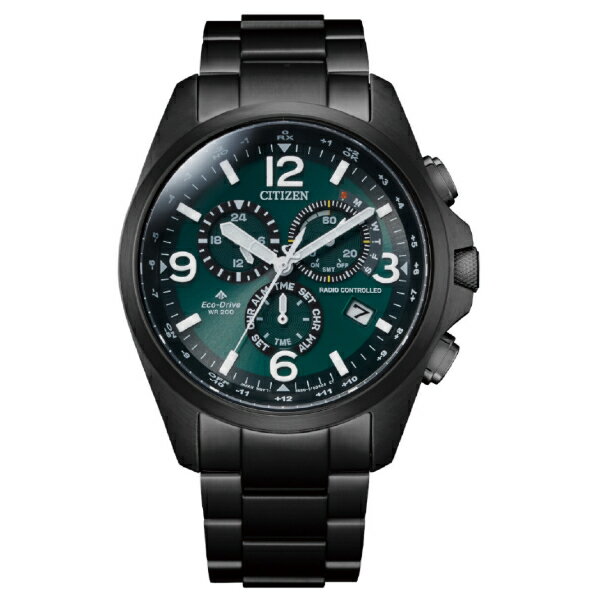 CITIZEN 星辰錶 CB5925-82X Gent's時尚PROMASTER 限量光動能電波萬年曆計時手錶 / 黑x綠 45.4mm｜樂天全館特惠中★指定刷卡回饋10%