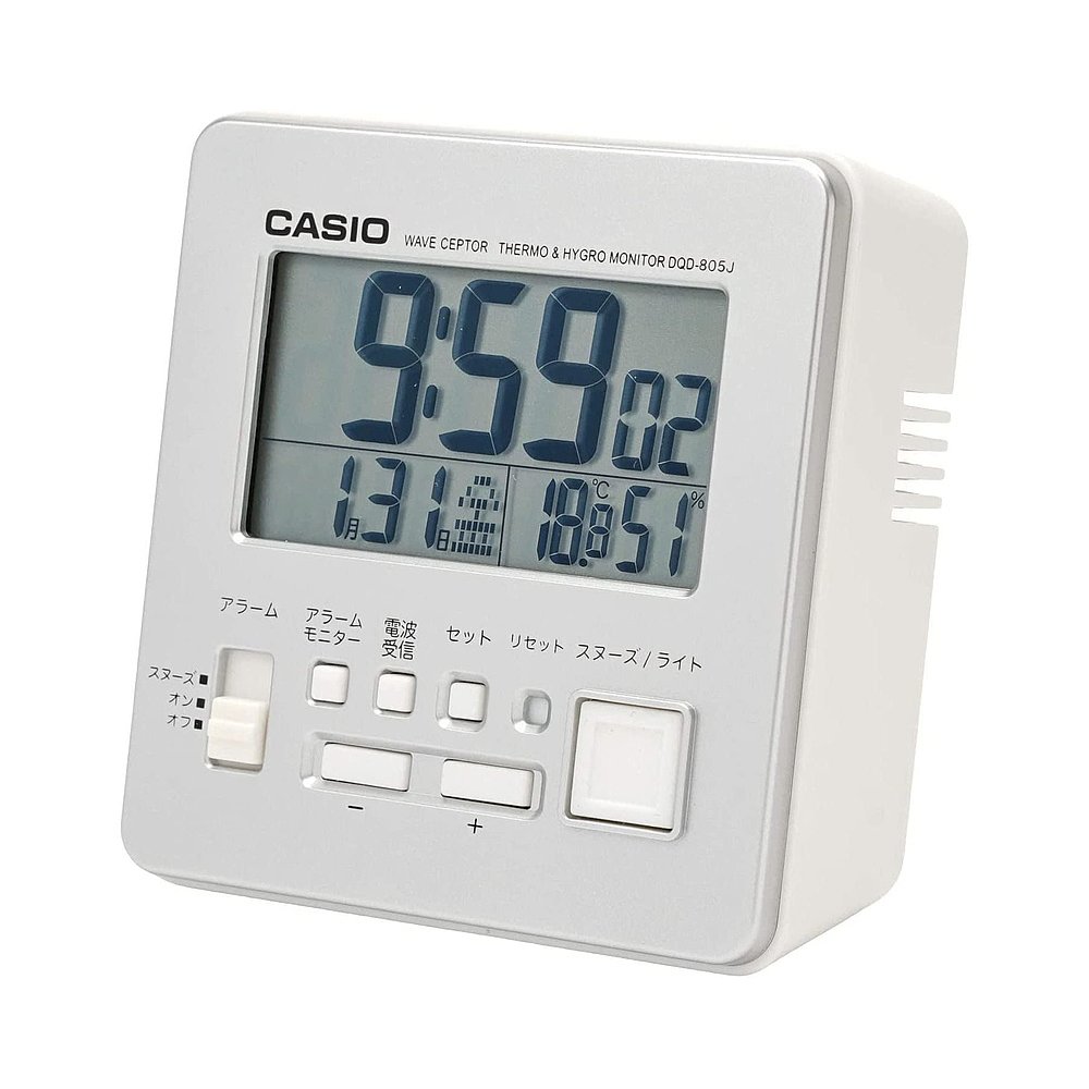 【日本直郵】casio卡西歐計時器電子電波鐘銀色溫度濕度日歷功能