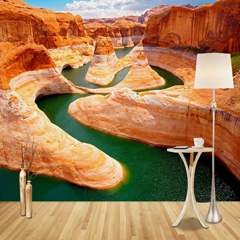 現代簡約大自然風景墻紙酒店客廳沙發臥室床頭3D壁畫電視背景墻布
