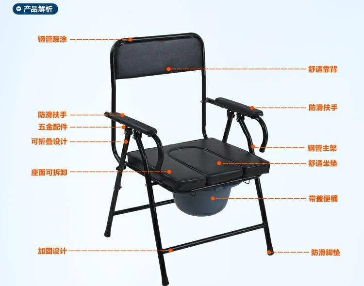大華社加厚鋼管老人坐便椅可折疊座便器 移動馬桶老年座廁椅 color shop新品 YYP