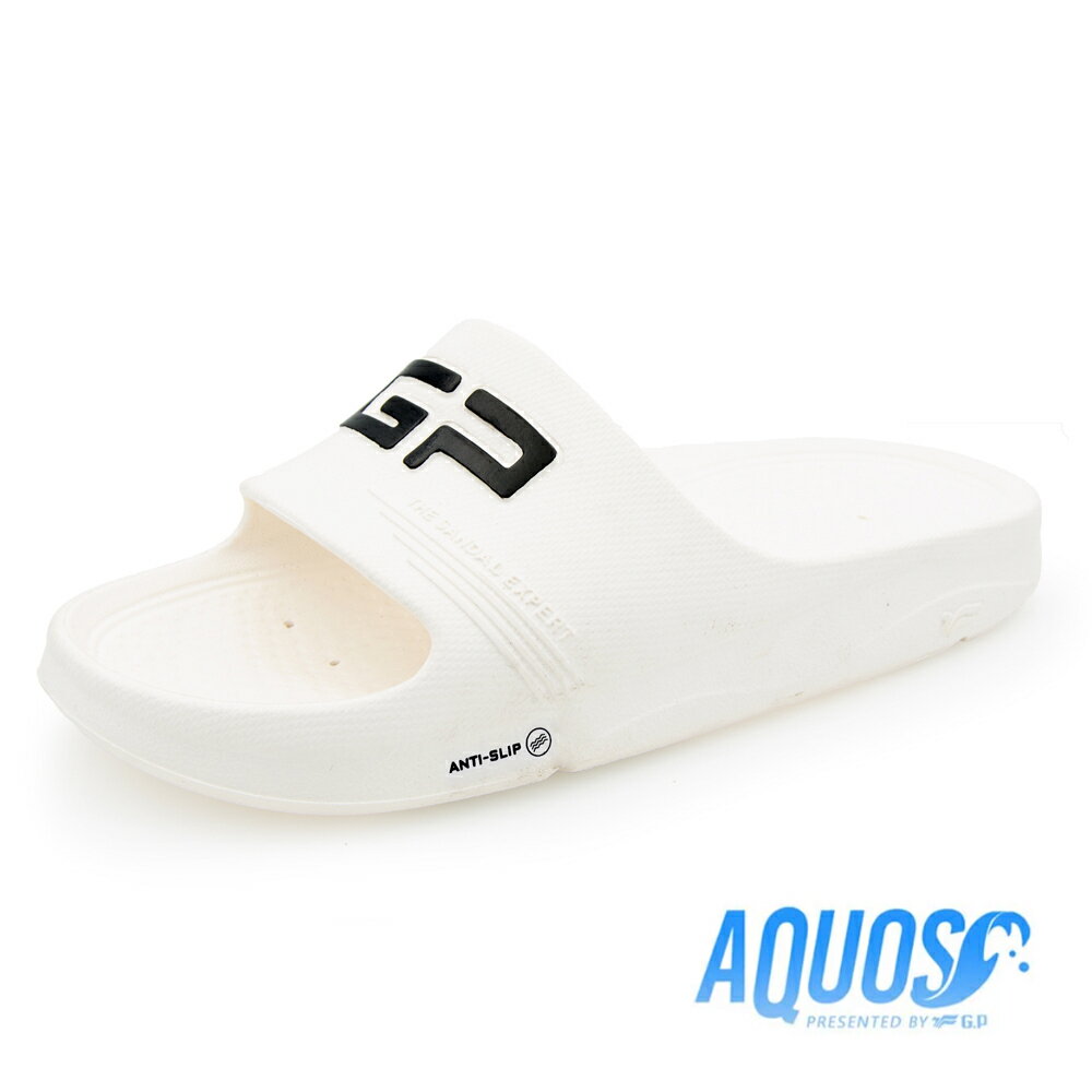 G.P(男女共用)AQUOS透氣防滑排水機能拖鞋 男女鞋-白色