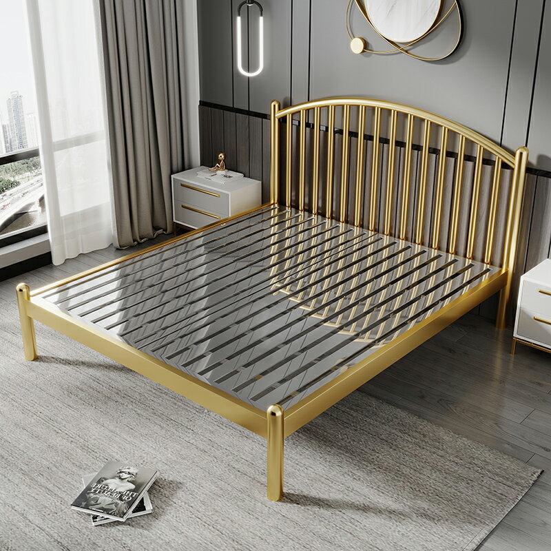 加厚不銹鋼床1.5米1.8單人雙人床歐式簡約1.2m家用網紅非鐵藝床架