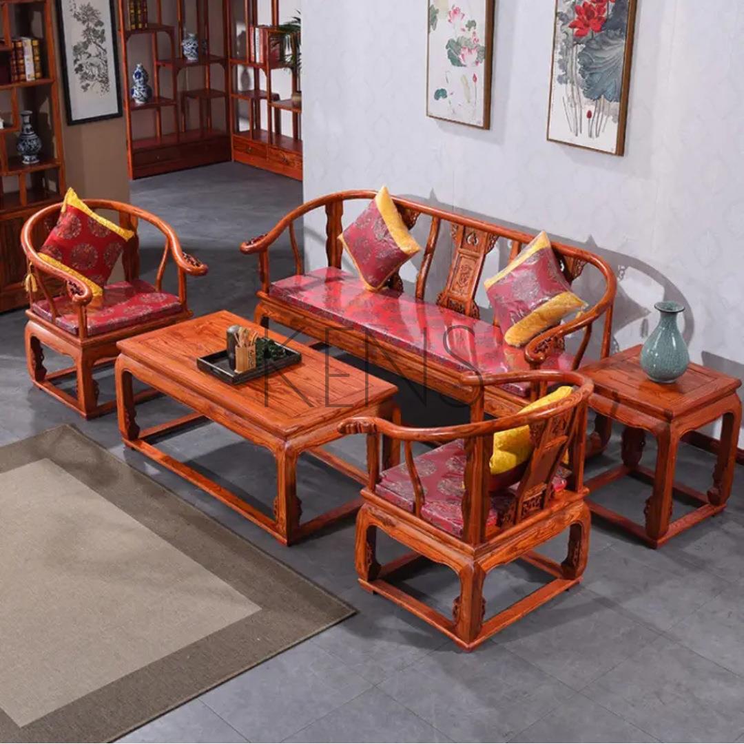 沙發 沙發椅 中式實木沙發組合榆木客廳明清仿古家具皇宮椅沙發五件套