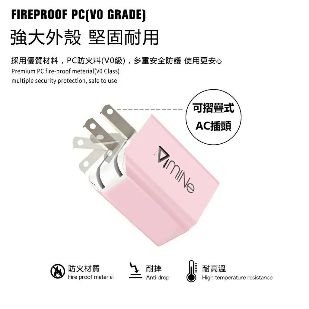 Mine2.4A雙孔摺疊快充電頭 apple充電器 通用快充頭 小白充【緣屋百貨】天天出貨 方塊豆腐雙USB充電頭 2