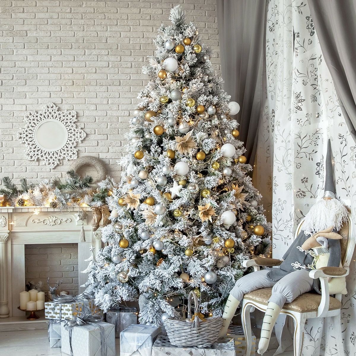 聖誕樹 聖誕樹仿真白色落雪植絨樹1.8米植絨聖誕花環/2.1米/2.4米植絨樹 米家
