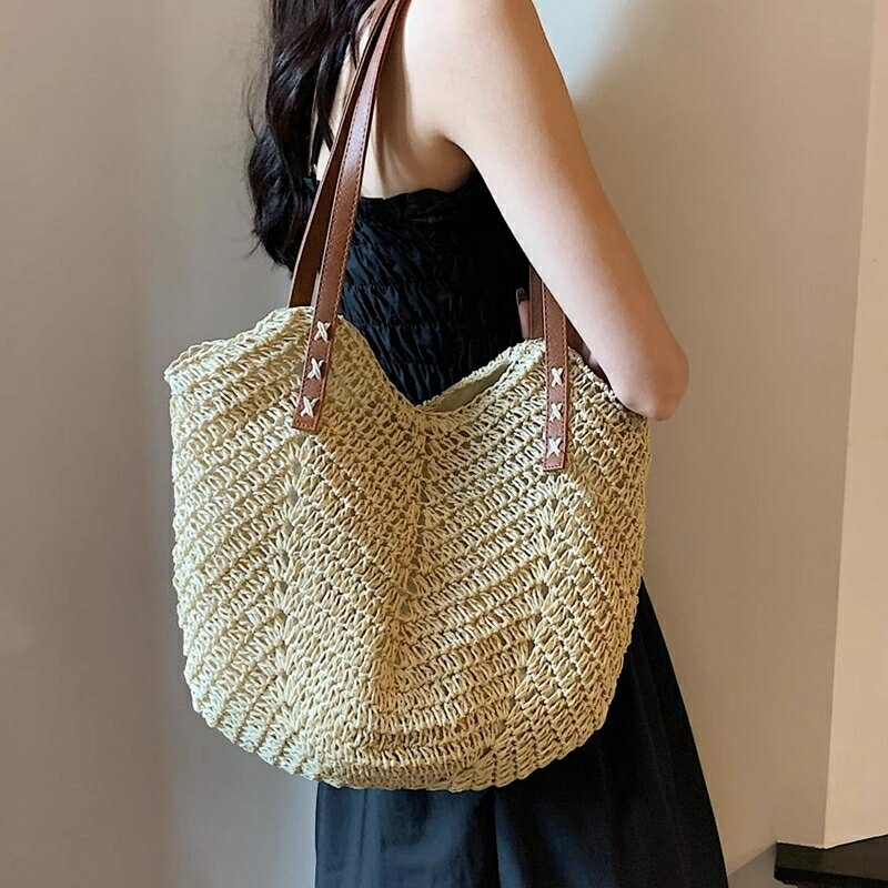 草編包包女2024新款海邊度假沙灘編織包大容量單肩托特包肩包手工【雲木雜貨】