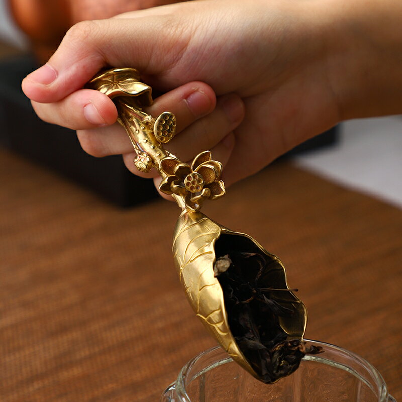 黃銅茶勺茶鏟茶具配件茶葉茶匙茶則取茶器茶具用品茶刀茶餅開茶器 3