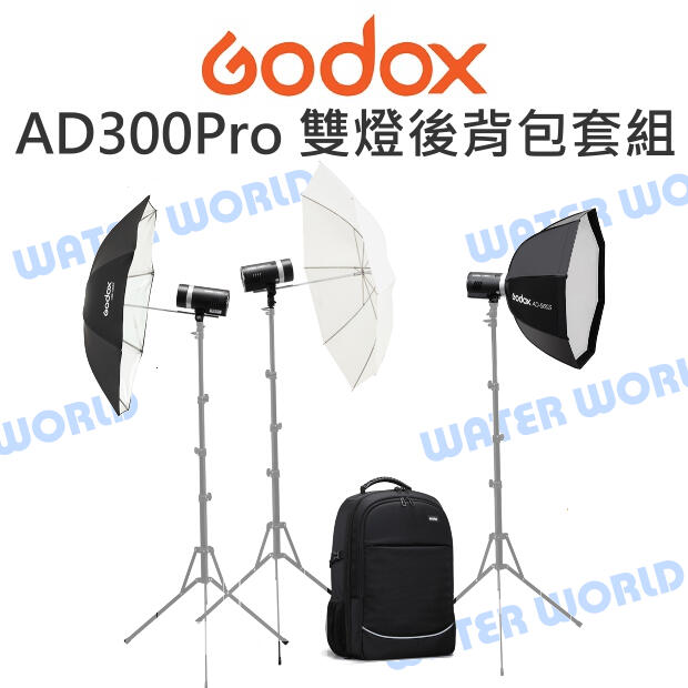 神牛 GODOX【AD300Pro 雙燈後揹包套組】棚燈 柔光傘 後揹包 柔光罩 公司貨【中壢-水世界】