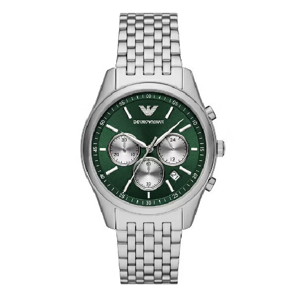 EMPORIO ARMANI 亞曼尼 Antonio系列 AR11581 雋永紳士風格三眼手錶 綠面 41MM｜樂天全館特惠中★指定刷卡回饋10%