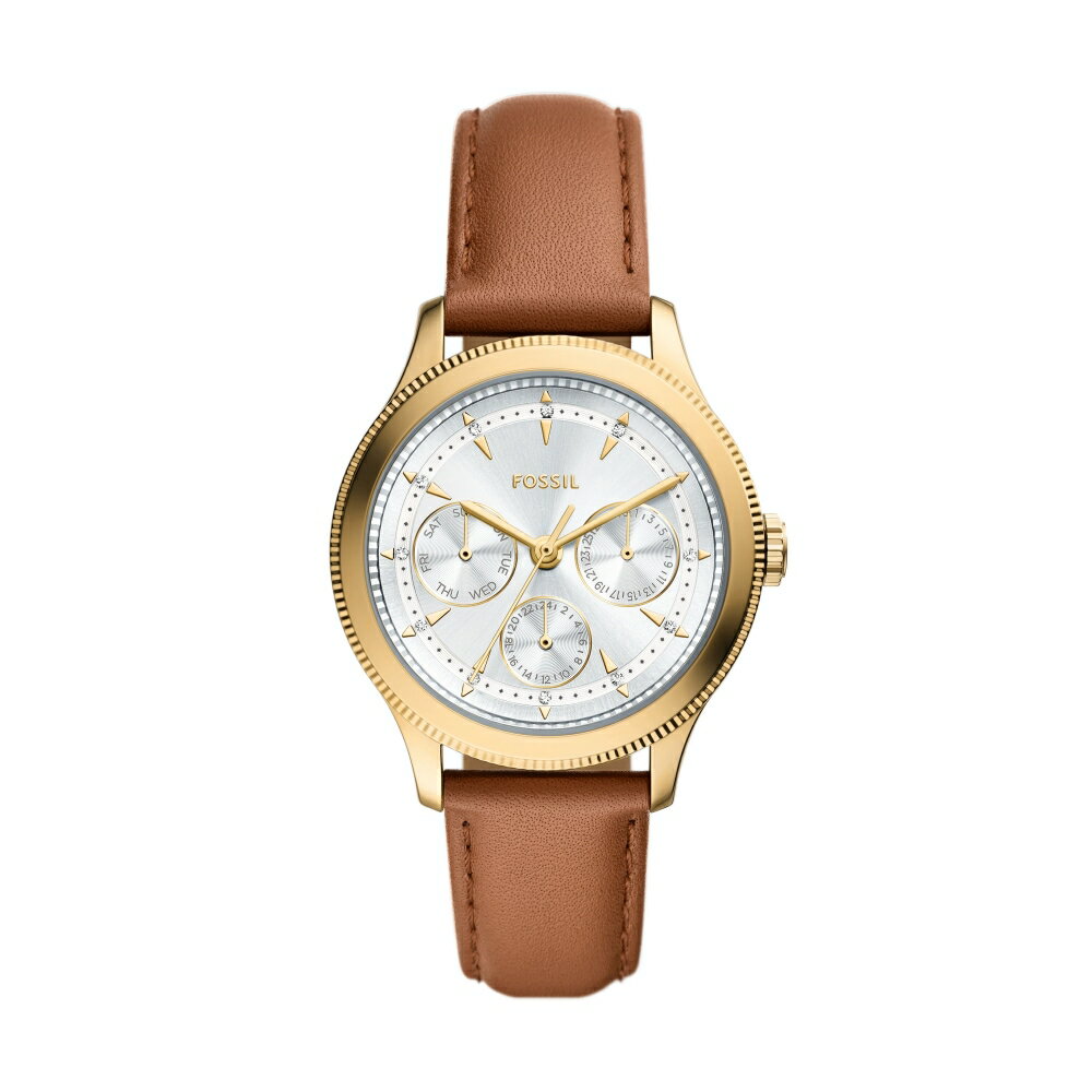 送禮首選★FOSSIL Brynn 棕色皮革三眼手表 BQW8022  附提袋