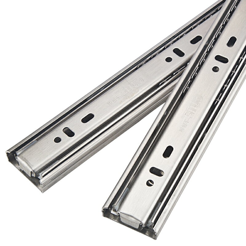 不銹鋼抽屜軌道 靜音三節軌滑軌滑道阻尼緩沖導軌五金配件 3