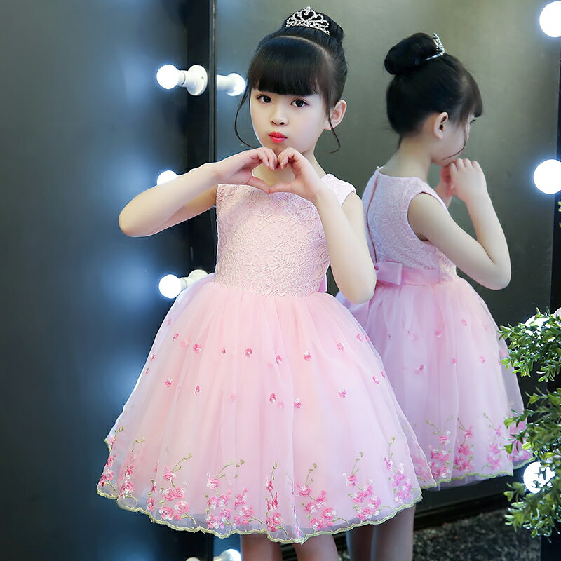 女童連衣裙夏裝新款韓版背帶童裝兒童洋氣裙子夏季禮服公主裙1入