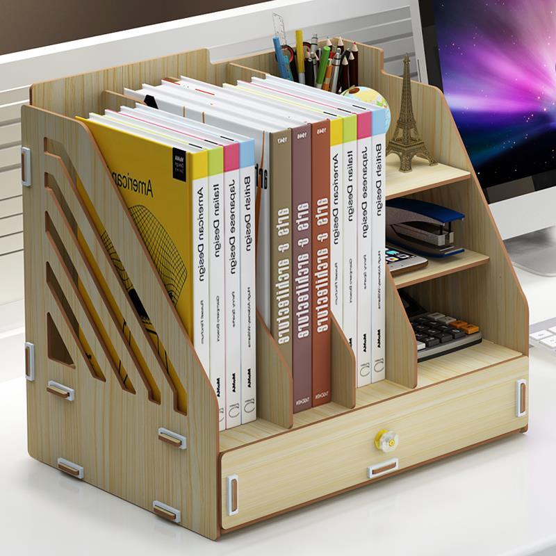 文件框資料架桌面木質文件架學生書立架辦公桌面收納盒桌面置物架