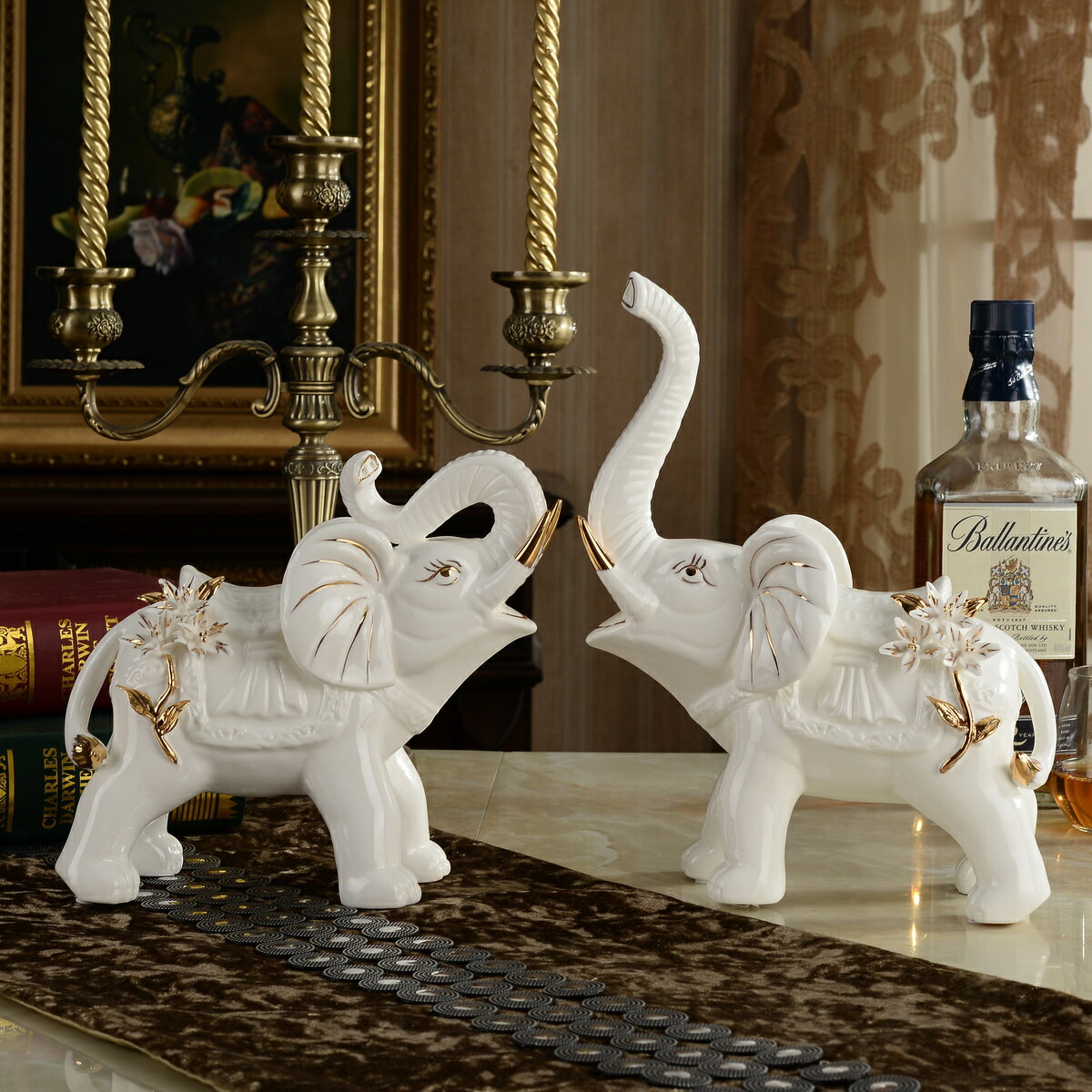 陶瓷大象擺件動物創意輕奢客廳電視柜酒柜喬遷新居家居裝飾品招財