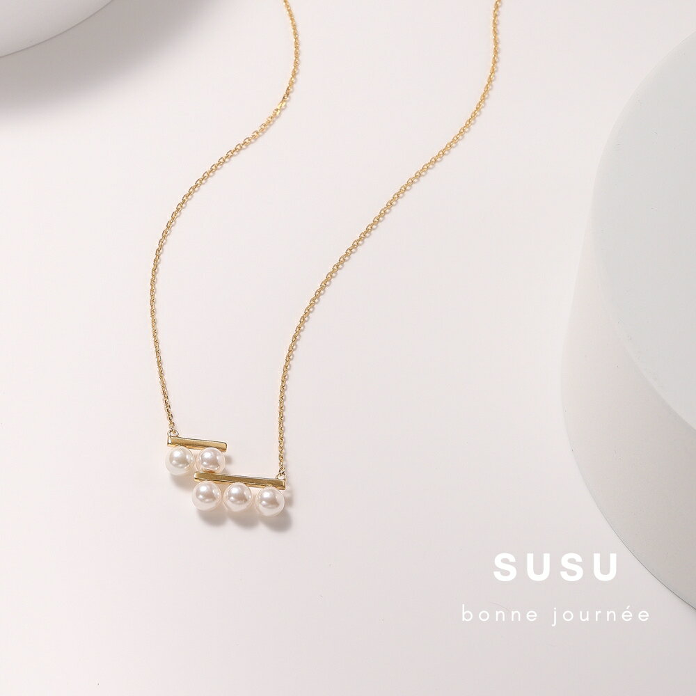 SU SU︱平衡桿珍珠項鍊❤️事業 招財 人緣 工作 健康 紓壓 水晶 飾品 耳環 項鍊 手鍊 現貨 穿搭 百搭 時尚-SU SU 飾品-流行女裝
