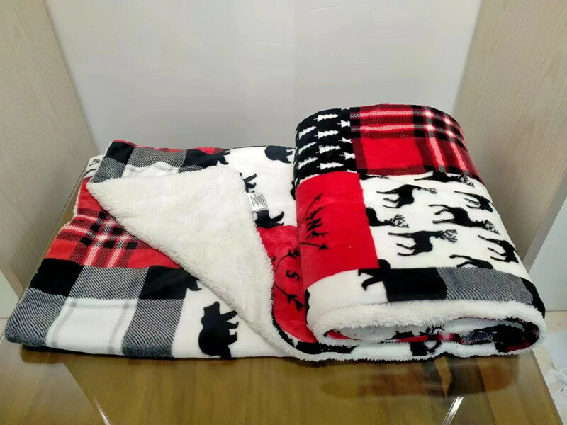 DXF0批發圣誕法蘭絨毛毯羊羔絨沙發毯雙層加厚午休小毯蓋毯攝影背
