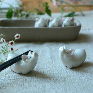 創意可愛小豬筷托中式筷托筷枕拖置物架陶瓷收納家用廚房餐廳擺件