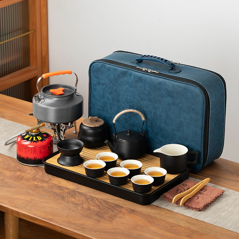 【公司貨 最低價】戶外旅行茶具套裝泡茶裝備帶燒水爐便攜車載露營煮茶專用爐具收納 1