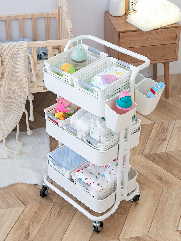 嬰兒手推車置物架落地廚房多層可移動帶輪家用零食收納架小菜籃子