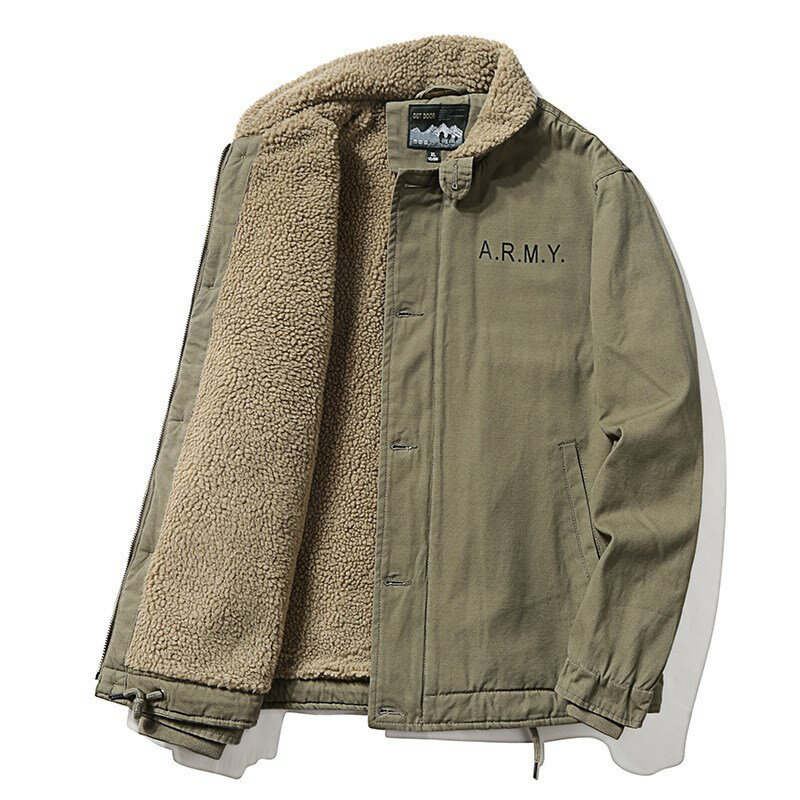 【巴黎精品】軍裝外套派克服-羊羔毛毛領短款飛行員男夾克3色a1fa8 0
