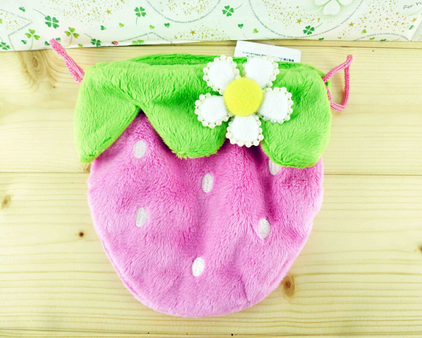 【震撼精品百貨】草莓 Strawberry 造型束口袋-粉 震撼日式精品百貨