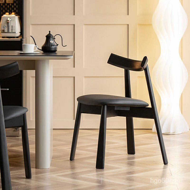 設計師傢用小戶型餐廳椅子北歐現代酒店咖啡店靠背船槳椅實木餐椅