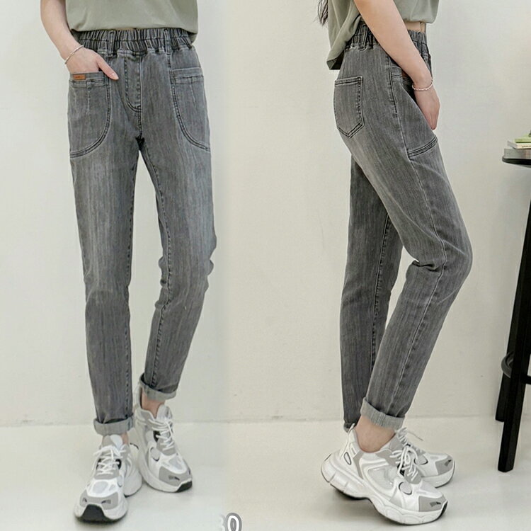 超顯瘦直刷紋牛仔褲(S-3L)【B370494】