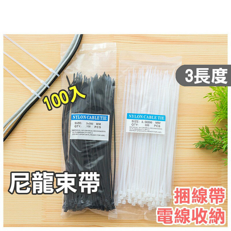 尼龍束帶【H021】台灣出貨 居家 100條 扎帶 綁線 多用途束線 捆線帶 綁帶 紮線帶 塑膠束帶 電線束帶
