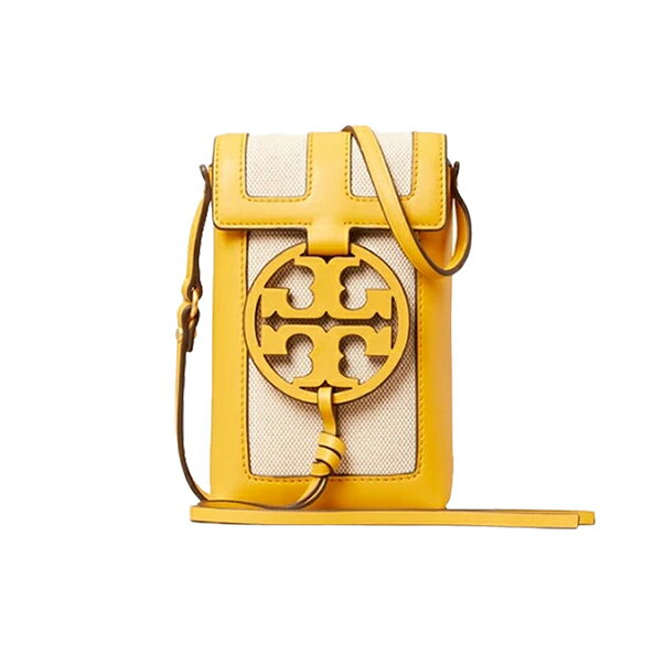 精選★TORY BURCH TB MILLER 時尚撞色標誌性Logo 牛皮拼帆布 女款迷你單肩斜挎包手機包 64898~【母親節禮物★菲尼斯 國際精品3折起 春夏新品 換季下殺】