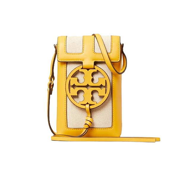 TORY BURCH TB MILLER 時尚撞色標誌性Logo 牛皮拼帆布 女款迷你單肩斜挎包手機包 64898