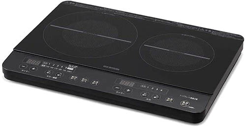 RIS OHYAMA【日本代購】雙口電磁爐IH烹飪加熱器 IHK-W13-B