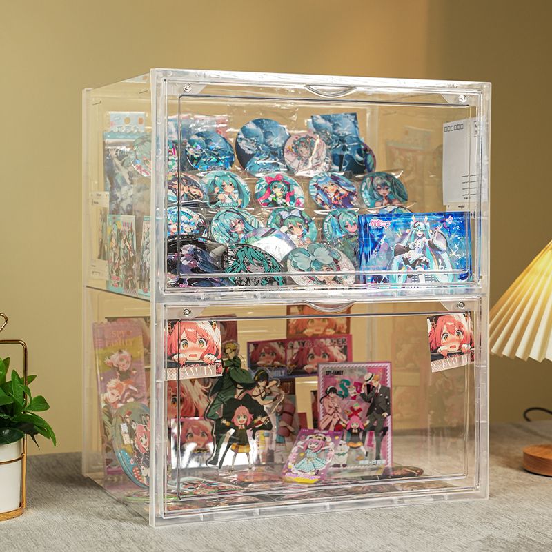 【臺灣公司優質服務】痛櫃穀子收納櫃透明防塵立牌吧唧吃谷泡泡瑪特大容量樂高手辦展示