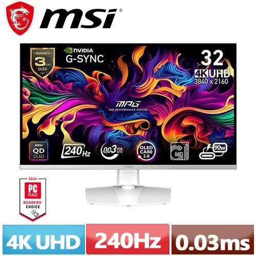 MSI微星 32型 MPG 321URXW QD-OLED 4K 電競顯示器原價29900(省282)