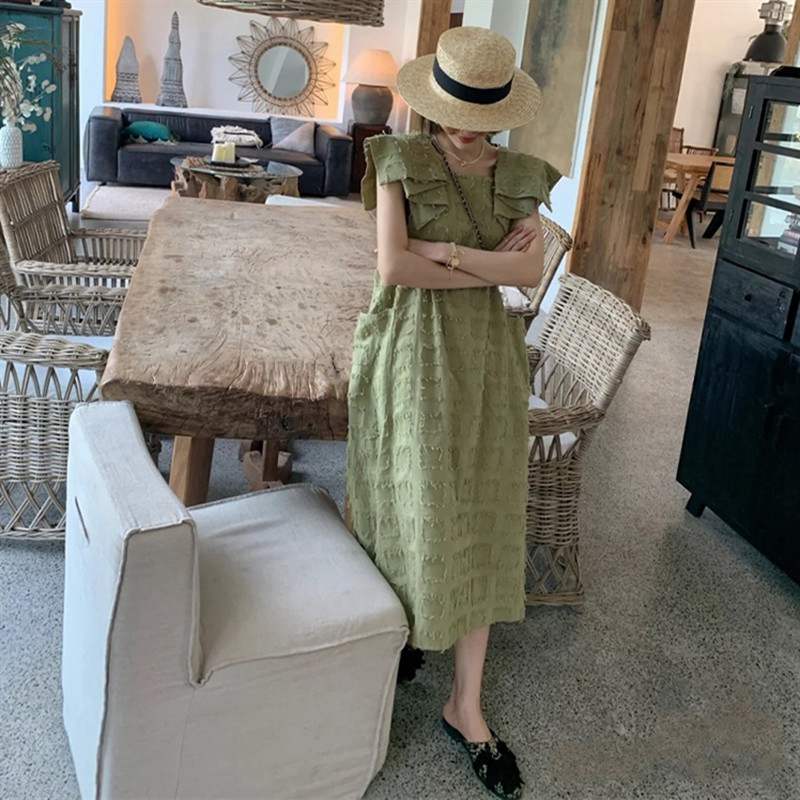 2022夏季新款韓版禮服小眾設計感背心連衣裙女氣質溫柔風百搭長裙