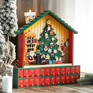 圣誕裝飾品木質小圣誕樹桌面擺件倒計時日歷糖果盒兒童圣誕節禮物