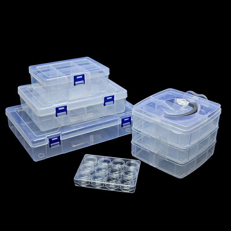 量大優惠透明塑料盒螺絲收納盒五金分類盒工具箱元件盒電子零件盒分格帶蓋