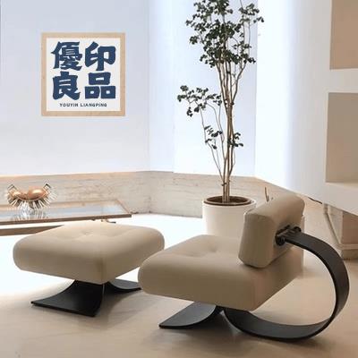 工廠直銷 【免費開票 設計感】 北歐現代簡約設計師單人沙發椅別墅客廳輕奢不銹鋼異形皮革休閒椅 懶人沙發 單人沙發特惠/開立發票 全館折扣 y5415