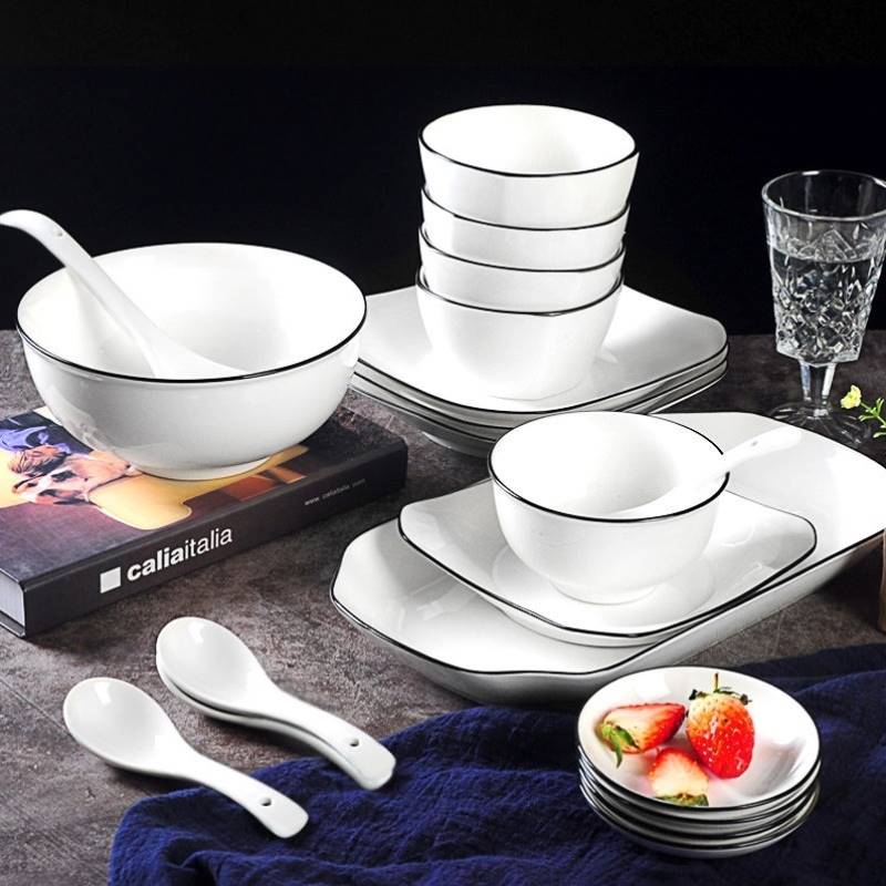 景德鎮日式碗碟套裝北歐盤子陶瓷碗筷家用餐具吃飯米飯碗小碗