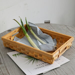 Kens日式零食筐 木編水果盤客廳廚房蔬菜收納籃簡約文藝面包籃