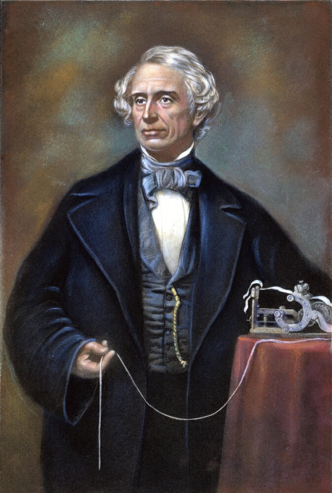 Posterazzi: Samuel Morse (1791-1872) Nwith His Telegraph Mezzotint By ...