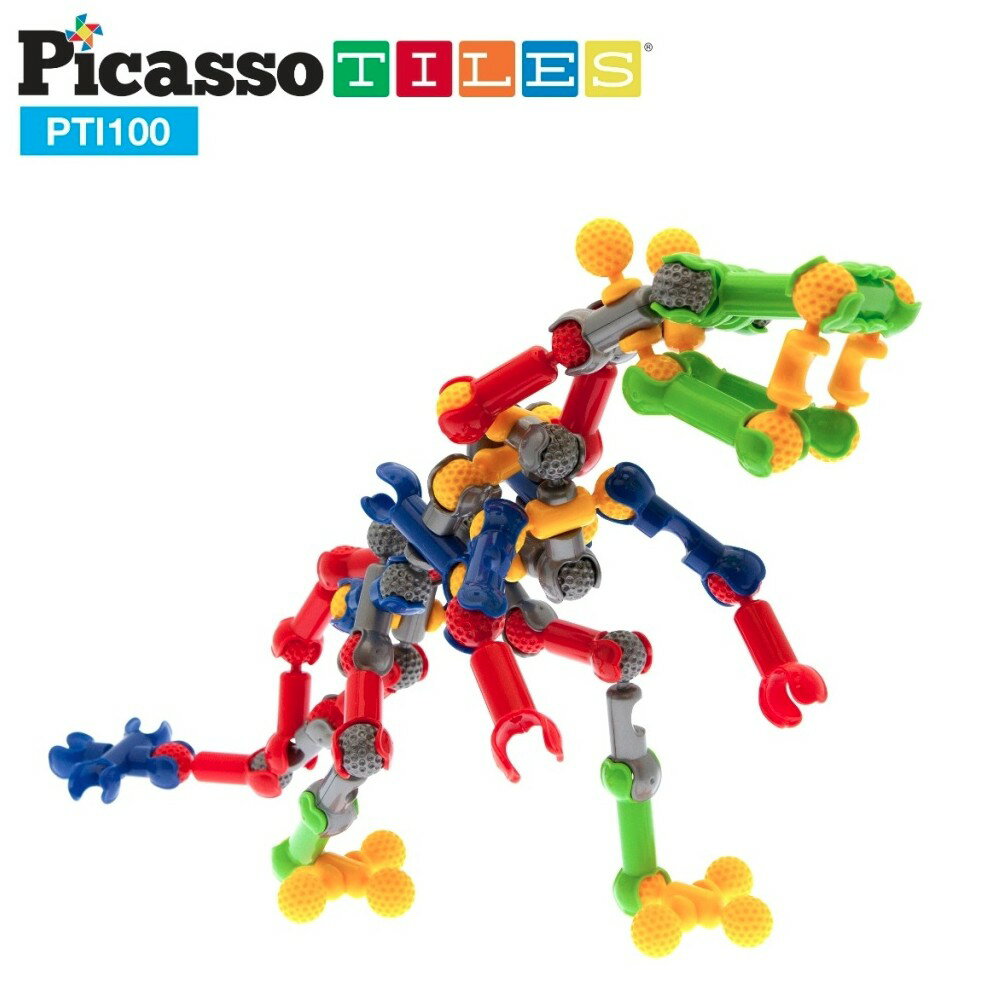 美國畢卡索Picasso Tiles PTI100畢卡索竹節積木100入 卡榫玩具 4
