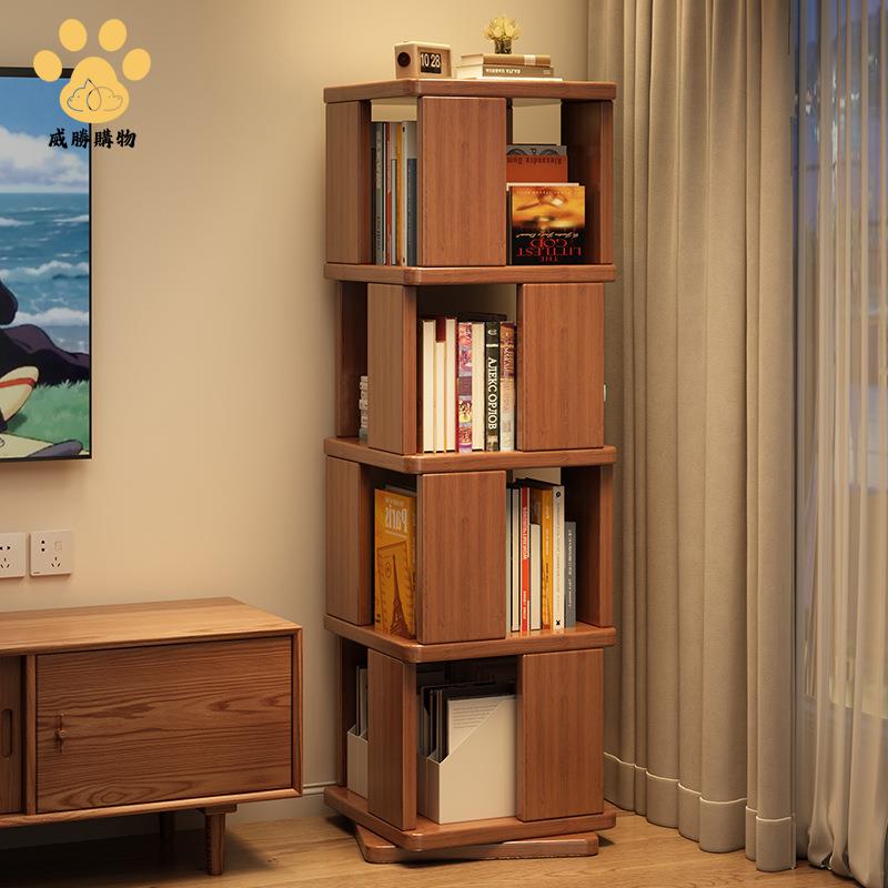 實木書架 置物架 書櫃 轉角櫃 可旋轉家用客廳置物櫃子 簡易儲物櫃 靠墻Y9/12