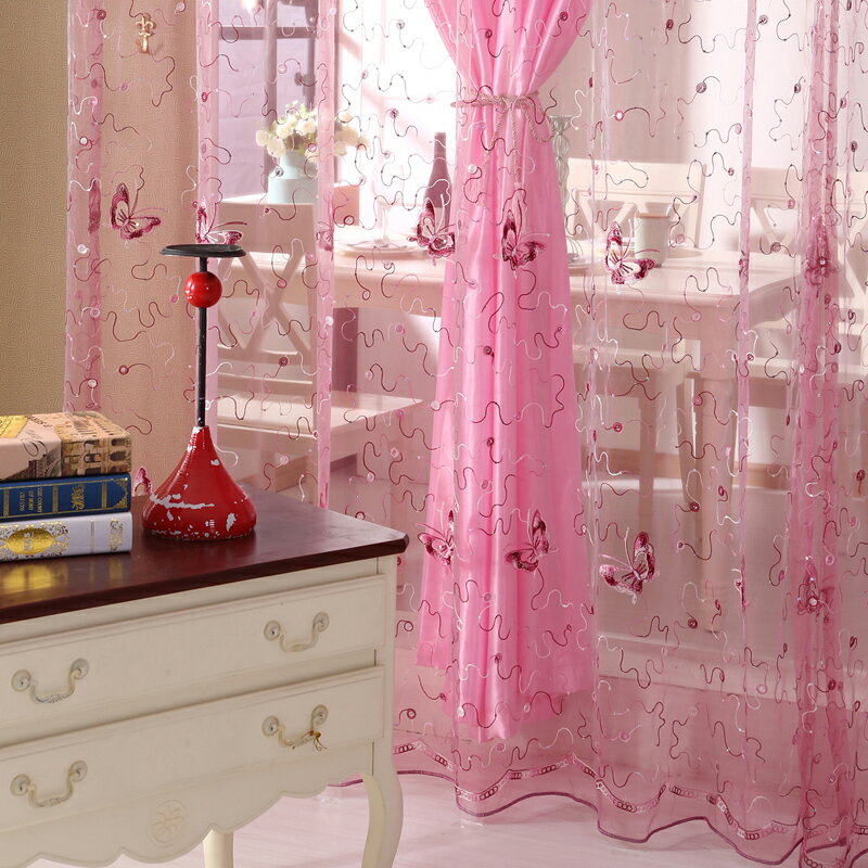 韓式美容院雙層窗簾公主風夢幻繡花窗紗紗簾成品臥室客廳布料遮光