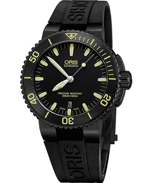 ORIS 豪利時 Aquis 時間之海系列潛水機械腕錶 0173376534722-0742634BEB 黑 黃 43mm