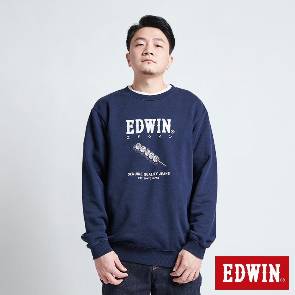 EDWIN 男女款 東京散策系列 美味糰子長袖T恤 (丈青色)