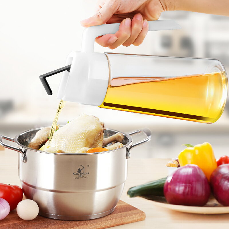 廚房用品家用玻璃油壺倒油瓶防漏油隔油瓶大容量醬油醋調料裝油瓶
