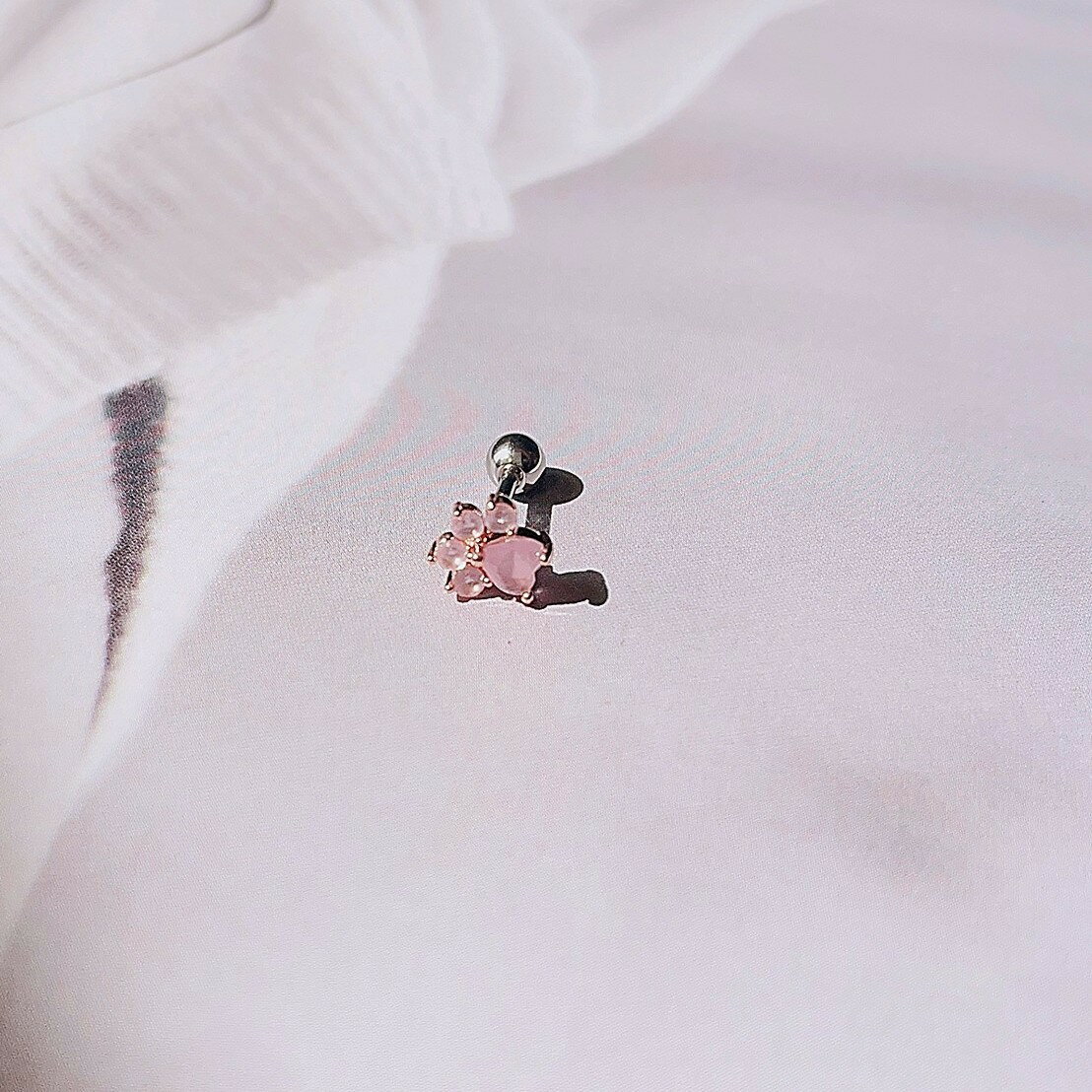 現貨專區｜醫療鋼｜粉嫩貓掌單支耳環(BPE62)｜送禮精選店家★Reyna jewelry 女王飾品