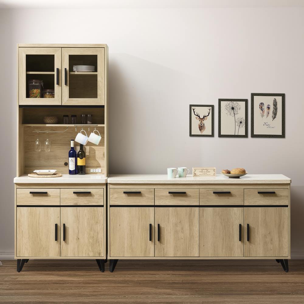 【直人木業】NORTH楓木82公分天然原石上下廚櫃組加160廚櫃｜最狂年中慶｜APP結帳再賺4%點數 1